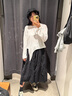 UR2025秋季新款女裝簡(jiǎn)約休閑綁帶超寬松長(cháng)袖T恤UWH450091 本白 S (XS-S) 曬單實(shí)拍圖