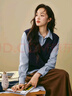 茵曼（INMAN）茵曼2025冬女裝新款米雷聯(lián)名合作老錢(qián)風(fēng)絞花針織馬甲 藏青 L 曬單實(shí)拍圖