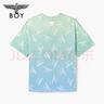 BOY LONDON【薄荷曼波】夏季經(jīng)典鷹標(biāo)滿印針織短袖T恤N01002 藍(lán)色 S 曬單實(shí)拍圖