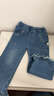 戴維貝拉（DAVE＆BELLA）女童牛仔褲新款春裝兒童微喇褲女寶寶褲子洋氣小童長(cháng)褲童褲 牛仔藍【現貨】 100 cm（建議身高90-100cm） 曬單實(shí)拍圖