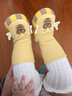 G.duck小黃鴨嬰兒鞋子0-1歲小月齡寶寶步前鞋襪6到12個(gè)月秋冬季軟底腳套 黃色蜜蜂(冬加絨) 內長(cháng)12cm(建議0-1歲) 曬單實(shí)拍圖