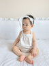 Aengbay昂貝 包屁衣夏嬰兒竹纖維新生兒哈衣夏衣服寶寶吊帶背心連體衣 白色 80cm 曬單實(shí)拍圖