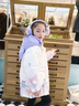迪士尼女童庫洛米棉服2023新款冬季兒童洋氣中長(cháng)款羽絨棉衣冬天加厚外套 紫色羽絨棉衣 120 曬單實(shí)拍圖