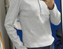 優(yōu)衣庫女裝羅紋亨利領(lǐng)T恤/長(cháng)袖修身短款內搭打底25新款479591 02 淺灰色 M /160/84A 曬單實(shí)拍圖