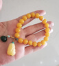 GONMCEAN琥珀蜜蠟雞油黃圓珠單圈多寶手串貔貅配飾老蜜手鏈女款禮物 8.5±mm 曬單實(shí)拍圖