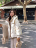 戀的（LIANDE）冬季羽棉襖絨服女棉服外套秋冬款學(xué)生高中初中生女生棉衣冬天衣服 韓版加厚米白色 均碼（可備注碼數） 曬單實(shí)拍圖