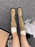 瑜品佳 褶皺堆堆靴女款粗跟顯瘦厚底長(zhǎng)靴2025新款西部靴高筒騎士靴子 卡其色 37 曬單實(shí)拍圖