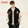 可口可樂(lè )（Coca-Cola）棒球服男春秋季PU皮夾克情侶外套 黑色 L (130-150斤)  曬單實(shí)拍圖