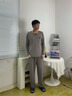 葉盼（yepan）【柔軟】睡衣男士莫代爾棉綢長(cháng)袖春秋季2025年新款薄款家居服套裝 YP3304-灰藍 XL (175) ：建議140-160斤穿著(zhù) 曬單實(shí)拍圖