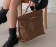 塔馳密司（touchmiss）法國TOUCH MISS設計師款真皮雙肩包女新款牛皮百搭凱莉包時(shí)尚背包 摩卡色 曬單實(shí)拍圖