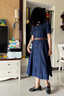 朗姿棉質(zhì)法式襯衫裙高級感連衣裙夏季新款長(cháng)裙 月夜深藍色2 M 曬單實(shí)拍圖