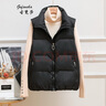 古梵莎短款羽絨馬甲女春秋韓版寬松白鴨絨時(shí)尚A字背心坎肩收腰馬甲外套 黑色 M 曬單實(shí)拍圖