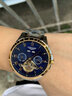 LONGAIES瑞士認證正品手表男士全自動(dòng)機械表多功能夜光防水鏤空陀飛輪男表 升級版間金藍面-鋼帶款+送原裝皮帶 曬單實(shí)拍圖