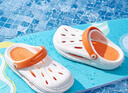 ROOKIE 童鞋男女童洞洞鞋夏季新款兒童含可替換中底休閑涼拖鞋 米白/橘色 38 -39 適合腳長(cháng)24-24.5cm 曬單實(shí)拍圖
