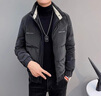 杰遜斯立領羽絨服男冬季短款加厚保暖白鴨絨潮牌痞帥男士羽絨外套上衣服 黑色 XL 曬單實拍圖