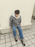 人本春季透氣帆布鞋男款2025新款厚底休閑百搭輕便鞋子男潮流男士板鞋 黑棕 42 曬單實拍圖