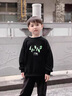 LI-NING KIDS李寧男童衛(wèi)衣秋冬新款大童圓領加絨保暖上衣兒童寬松休閑運動童裝 黑色-字母印花【加絨保暖】 150cm 曬單實拍圖