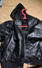 大嘴猴（paul frank）外套男士工裝皮衣男春秋季潮牌美式假兩件機車(chē)夾克男 黑色 L 曬單實(shí)拍圖