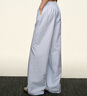 AAISUP慵懶風(fēng)條紋休閑褲子女薄款純棉夏季新款寬松顯瘦小個(gè)子潮流闊腿褲 淺藍色 S 曬單實(shí)拍圖
