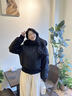 棉致大毛領(lǐng)短款羽棉絨服女2025冬季新款歐美風(fēng)收腰顯瘦減齡棉襖外套 黑色 M 曬單實(shí)拍圖