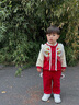 班喜迪兒童漢服套裝冬裝女童過(guò)年拜年服寶寶周歲禮服男童新年裝唐裝冬季 紅色 90 cm 曬單實(shí)拍圖