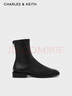 CHARLES&KEITH復古方頭拉鏈低跟時(shí)裝靴短靴踝靴子女靴生日禮物CK1-90900090 Black黑色 38 曬單實(shí)拍圖