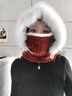 允娜套頭帽圍脖一體雷鋒帽子女防風(fēng)護臉電動(dòng)車(chē)保暖神器防寒護耳毛線(xiàn)帽 紅色 54-60CM 曬單實(shí)拍圖