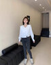 ELLE白色法式不規則大翻領(lǐng)襯衫女2024春裝新款設計感簡(jiǎn)約小眾上衣 白色 L 曬單實(shí)拍圖