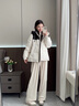 LAGOGO【三防】黑白撞色連帽羽絨服女拉谷谷2024年冬季新款外套 白黑 M 曬單實(shí)拍圖