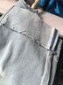 初語(yǔ)清爽直筒牛仔褲女2025春季新款翻邊8分褲小個(gè)子 牛仔淺藍  29 曬單實(shí)拍圖