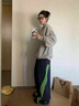 迪伽達(dá)大碼美式復(fù)古休閑褲男設(shè)計(jì)感寬松條紋街頭感男女同款長褲子男 BKEG-BK26藍(lán)色 XL 曬單實(shí)拍圖