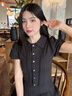 GARNUO學(xué)院風(fēng)白色襯衫連衣裙子女夏季法式氣質(zhì)小個(gè)子初戀收腰小白裙短裙 黑色【裙子+短褲】 M 【101-110斤】 曬單實(shí)拍圖