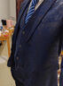 皮爾卡丹（pierre cardin）西服套裝男士三件套商務(wù)休閑暗花西裝帥氣修身主持人新郎結婚禮服 深藍(西服+褲子) M 曬單實(shí)拍圖