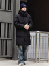 BOYXCO中戲同款羽絨服男加長(cháng)款過(guò)膝防寒加厚冬季寬松連帽情侶學(xué)生外套潮黑色L 建議120-145斤 曬單實(shí)拍圖