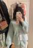 DAVEY MODE2025新款春季毛茸茸針織毛衣開衫外套女小個(gè)子加厚保暖長袖上衣女 奶油白【zt】 M 曬單實(shí)拍圖