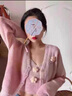 予瑾溫柔風(fēng)軟糯長(cháng)袖毛衣外套女春秋短款針織開(kāi)衫內搭吊帶兩件套裝上衣 粉色兩件套 S 曬單實(shí)拍圖