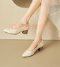 大東粗跟淺口鞋女2025春季新款優(yōu)雅中跟單鞋簡(jiǎn)約經(jīng)典套腳女鞋1040 米色 【跟高約4.5cm】 35 曬單實(shí)拍圖