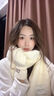 織錦樓羊毛圍巾女冬季禮盒裝送女友生日禮物新款保暖手套三件套 米白三件套丨禮盒裝[羊毛圍巾+羊 曬單實(shí)拍圖