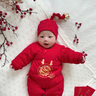 貝樂咿嬰兒衣服寶寶過年衣服拜年服紅色棉服加厚冬季連體衣新生兒滿月服 5110龍寶寶 59 曬單實拍圖