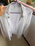 東楓棉麻長(cháng)袖襯衫男簡(jiǎn)約純色小清新休閑外套男時(shí)尚舒適透氣潮流襯衣男 白色 L （115-135斤） 曬單實(shí)拍圖