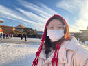 云見森知時尚手工編織流蘇球球毛線帽子女保暖護耳綁帶針織帽大頭圍套頭帽 紅色 均碼 曬單實拍圖