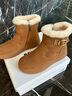 百麗（Belle）厚底增高復古雪地靴女2025冬新商場(chǎng)同款加毛保暖短靴E6W1DDD5 棕色 37 曬單實(shí)拍圖