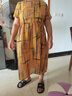 梵花秀（fanhuaxiu）中年媽媽夏裝連衣裙2025新款中老年人女夏季棉麻長裙奶奶棉綢裙子 黃色高品質(zhì)連衣裙 3XL 建議穿125-140斤 曬單實拍圖
