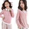 Hello Kitty女童長(zhǎng)袖t恤春秋兒童打底衫圓領(lǐng)親子假兩件運(yùn)動(dòng)上衣202569灰粉130 曬單實(shí)拍圖