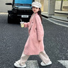 G.duck品牌童裝女童毛呢大衣外套秋冬款夾棉保暖中長(cháng)款風(fēng)衣外穿呢子大衣 粉色 170 曬單實(shí)拍圖