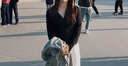 UR2025秋季新款女裝撞色假兩件拼接修身長(cháng)袖T恤UWJ450109+ 黑色 M 曬單實(shí)拍圖