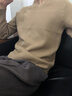 PRIDEME一件過冬季 加絨加厚保暖一體絨V領毛衣男長袖修身套頭針織衫男士 LDK2116-駝色 M 【體重建議：100-120斤】 曬單實拍圖
