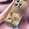 迷炫適用蘋果16promax手機殼iPhone16pro手機保護套電鍍玻璃女款幻晶玫瑰簡約時尚超薄全包防摔保護殼 【香檳色幻晶玫瑰】電鍍玻璃+全包防摔 iPhone16ProMax 曬單實拍圖