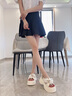 星期六女鞋2025秋厚底時(shí)尚涼鞋精致舒適松糕底增高小眾休閑沙灘鞋子女 黑色 37 曬單實(shí)拍圖