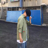 gxmy七分袖t恤男士休閑套裝潮流衣服男裝痞帥氣寬松穿搭配三件套裝男 豆綠+白短T+57工裝褲卡其 2XL 【140-160斤】 曬單實(shí)拍圖